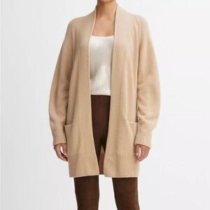 Vince Women’s 100% Cashmere Open Front Dolman Sleeve Cardigan Small Camel Brown